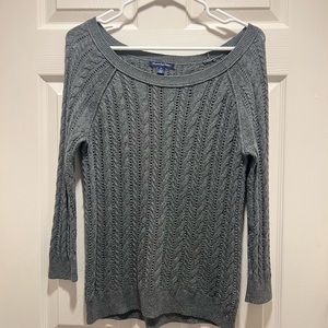 American Eagle cable knit crew neck sweater grey